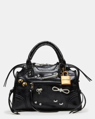 Bolso Riggs con adornos, negro desgastado