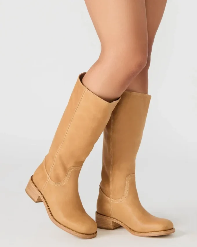 Botas Riggs de piel de plátano con caña ancha