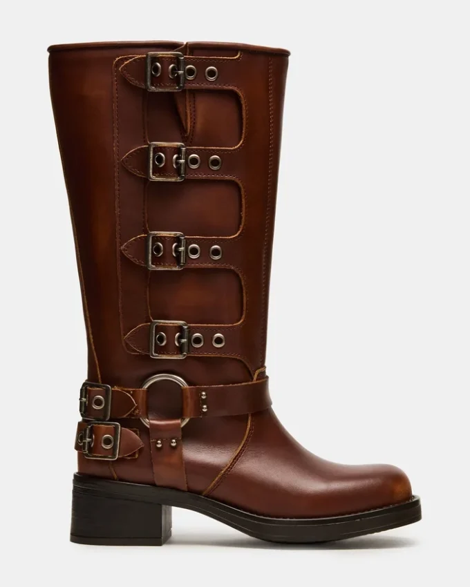 Botas de pantorrilla ancha Rocky Cognac desgastadas Botas de pantorrilla ancha Rocky Cognac desgastadas
