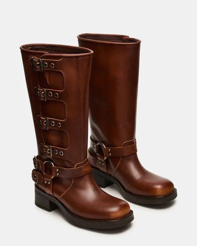 Botas de pantorrilla ancha Rocky Cognac desgastadas Botas de pantorrilla ancha Rocky Cognac desgastadas