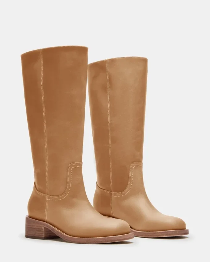 Botas Riggs de piel de plátano con caña ancha