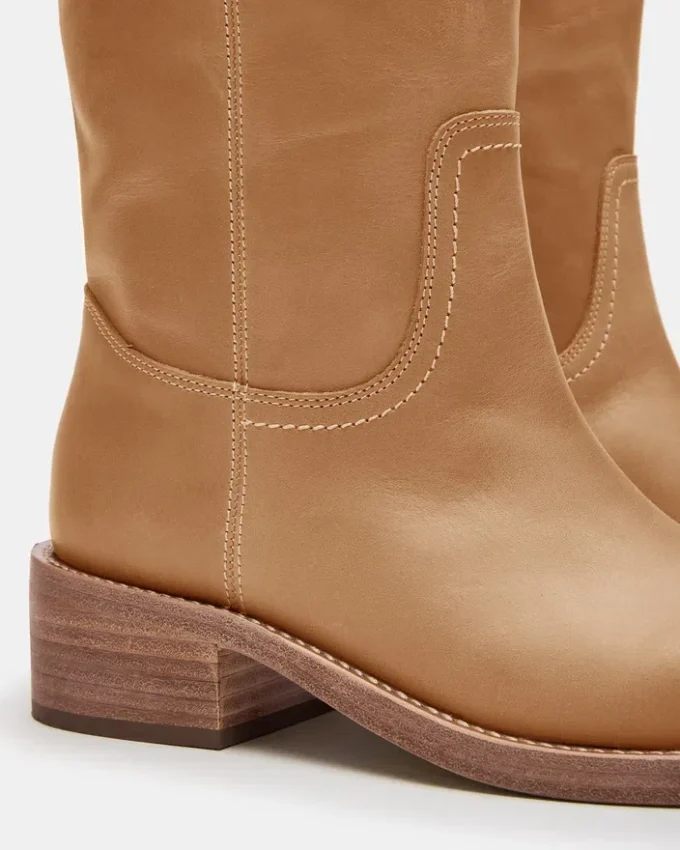 Botas Riggs de piel de plátano con caña ancha