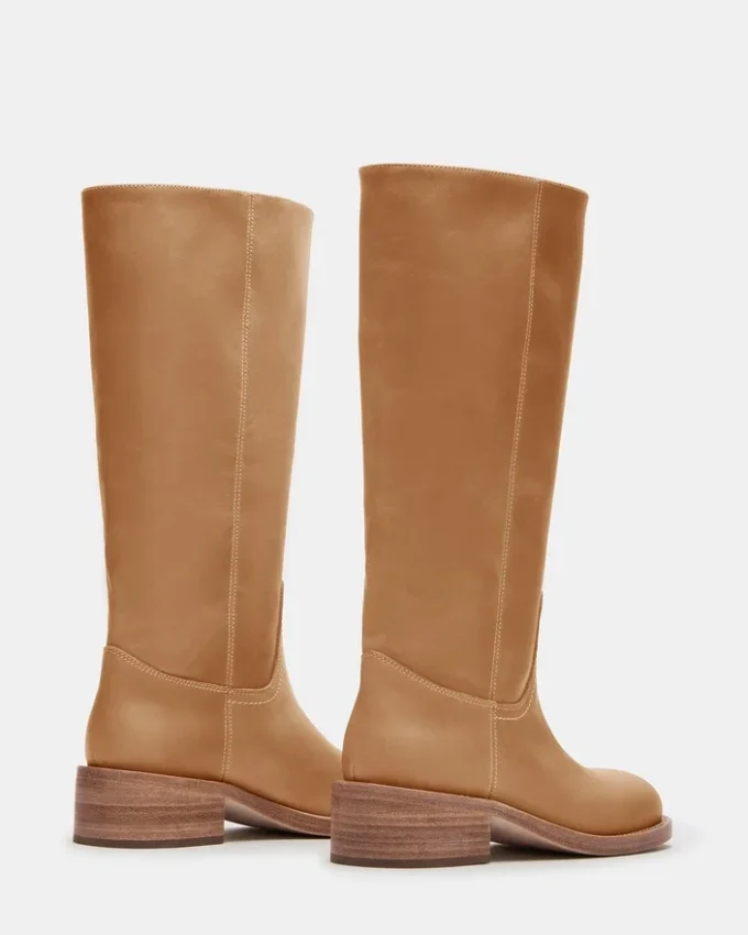 Botas Riggs de piel de plátano con caña ancha