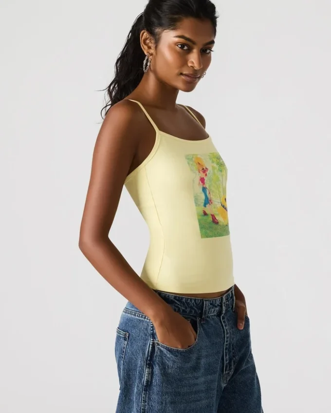 Camiseta sin mangas Goldie amarillo pálido Camiseta sin mangas Goldie amarillo pálido