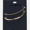 Conjunto de tobilleras con cadena en espiga dorada