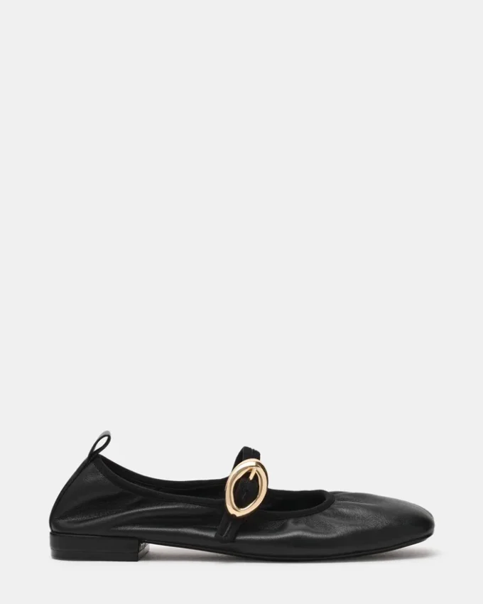 Daffia de cuero negro Daffia de cuero negro