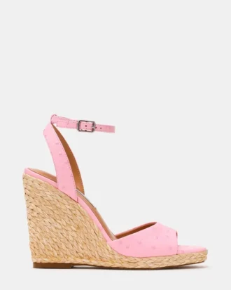 Devin de cuero rosa de avestruz