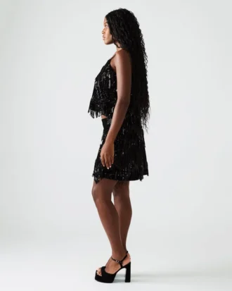 Falda de lentejuelas Cindi negra