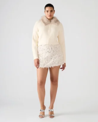Falda de plumas Cindi Marfil