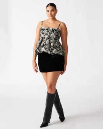Falda-pantalón de terciopelo Cindi, color negro