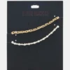 Juego de 2 tobilleras con cadena de perlas Juego de 2 tobilleras con cadena de perlas