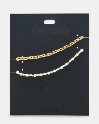 Juego de 2 tobilleras con cadena de perlas