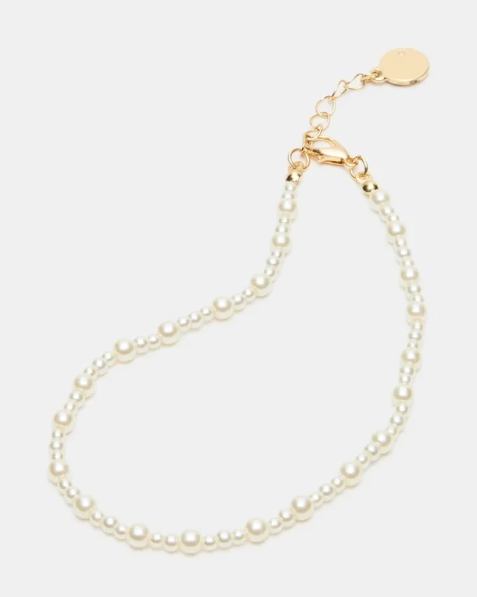 Juego de 2 tobilleras con cadena de perlas Juego de 2 tobilleras con cadena de perlas