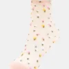 Paquete de 2 pares de calcetines de tul con estampado de flores silvestres en color rosa palo Paquete de 2 pares de calcetines de tul con estampado de flores silvestres en color rosa palo