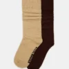 Paquete de 2 pares de calcetines holgados acanalados, color beige multicolor Paquete de 2 pares de calcetines holgados acanalados, color beige multicolor