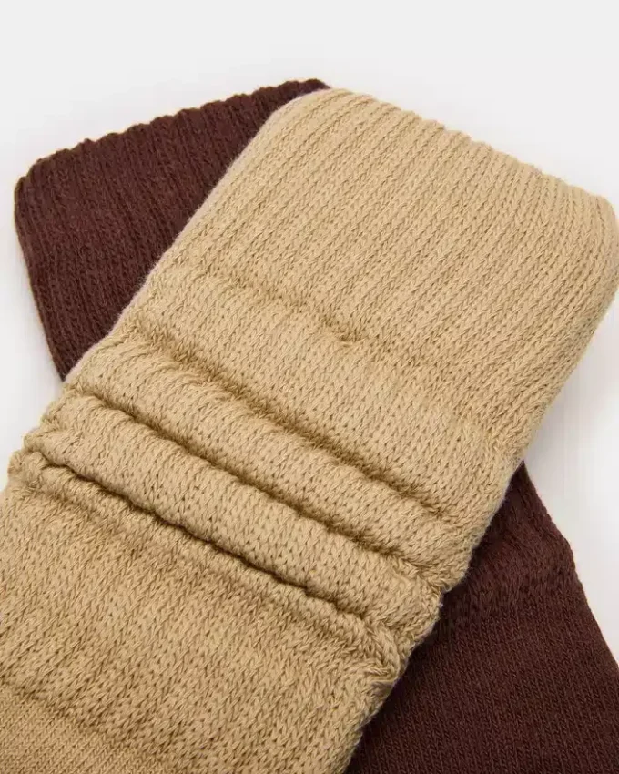 Paquete de 2 pares de calcetines holgados acanalados, color beige multicolor Paquete de 2 pares de calcetines holgados acanalados, color beige multicolor