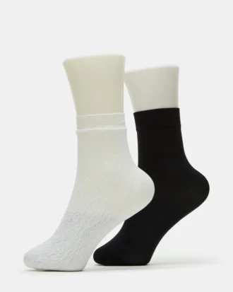 Paquete de 2 pares de calcetines tobilleros de encaje blancos