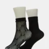 Paquete de 2 pares de calcetines tobilleros de rejilla con lazo, color negro Paquete de 2 pares de calcetines tobilleros de rejilla con lazo, color negro
