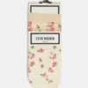 Paquete de 2 pares de calcetines tobilleros transparentes con diseño floral, color vainilla Paquete de 2 pares de calcetines tobilleros transparentes con diseño floral, color vainilla