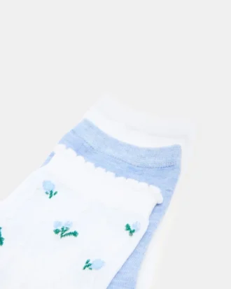 Paquete de 3 pares de calcetines con estampado floral en blanco y multicolor