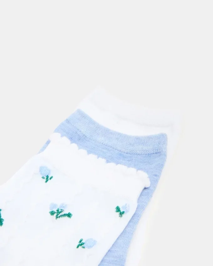 Paquete de 3 pares de calcetines con estampado floral en blanco y multicolor