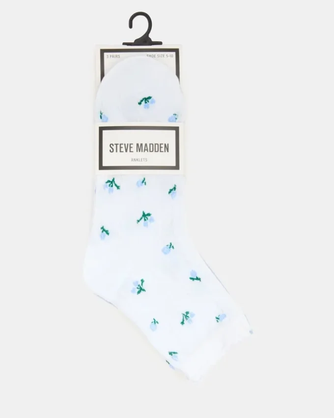 Paquete de 3 pares de calcetines con estampado floral en blanco y multicolor
