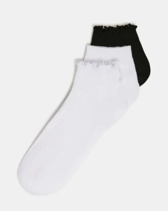 Paquete de 3 pares de calcetines Emma Lettuce Edge, blancos/negros
