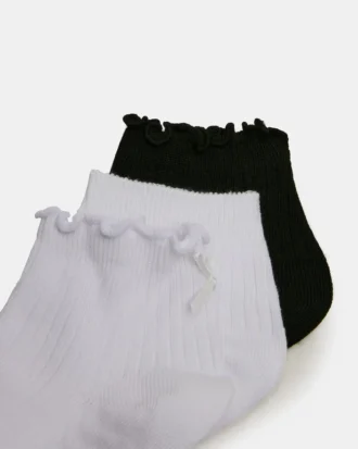Paquete de 3 pares de calcetines Emma Lettuce Edge, blancos/negros