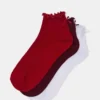 Paquete de 3 pares de calcetines Melody con lazo y borde ondulado, rojo multicolor