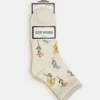 Paquete de 4 pares de calcetines con flores, color marfil multicolor
