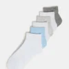 Paquete de 6 pares de calcetines cortos acanalados Peyton en blanco multicolor