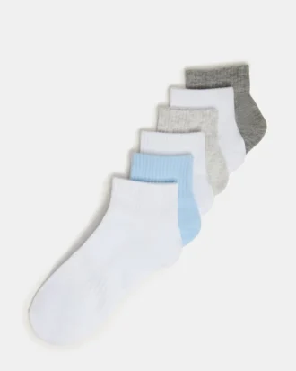 Paquete de 6 pares de calcetines cortos acanalados Peyton en blanco multicolor