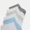 Paquete de 6 pares de calcetines cortos acanalados Peyton en blanco multicolor