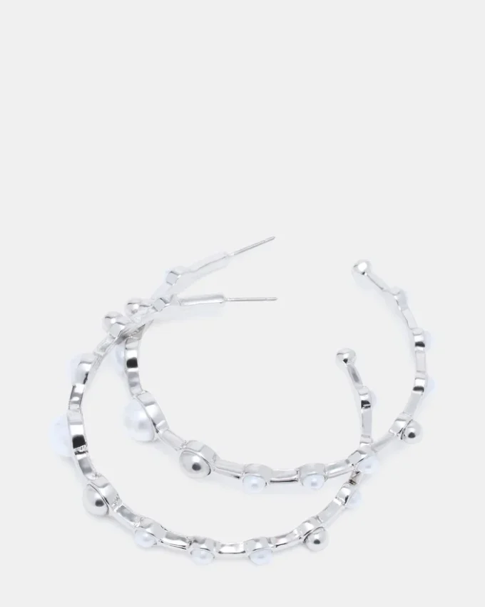 Pendientes de aro con perlas en plata Pendientes de aro con perlas en plata
