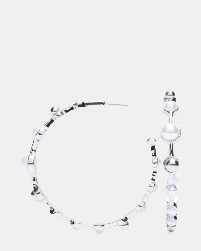 Pendientes de aro con perlas en plata Pendientes de aro con perlas en plata