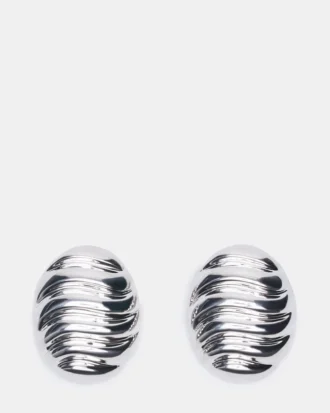 Pendientes de botón circulares acanalados en plata