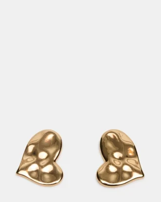 Pendientes de botón con corazón texturizado en oro
