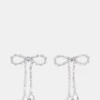 Pendientes de lazo con diamantes de imitación en plata
