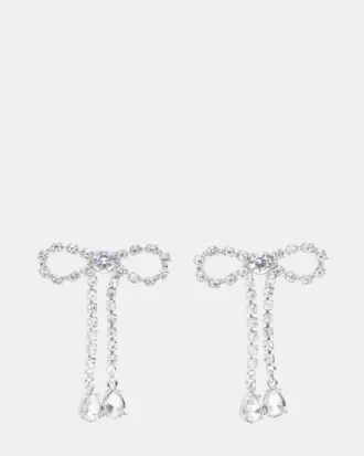 Pendientes de lazo con diamantes de imitación en plata