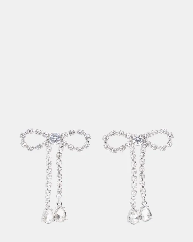 Pendientes de lazo con diamantes de imitación en plata