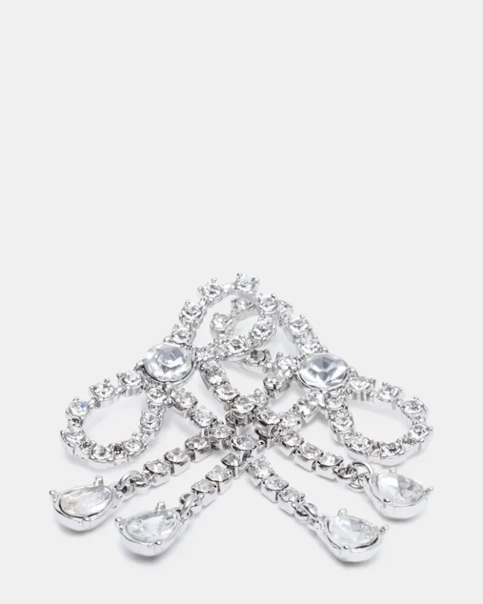 Pendientes de lazo con diamantes de imitación en plata