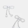 Pendientes de lazo con diamantes de imitación en plata