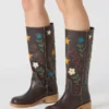 Riggs de cuero marrón con estampado floral Riggs de cuero marrón con estampado floral