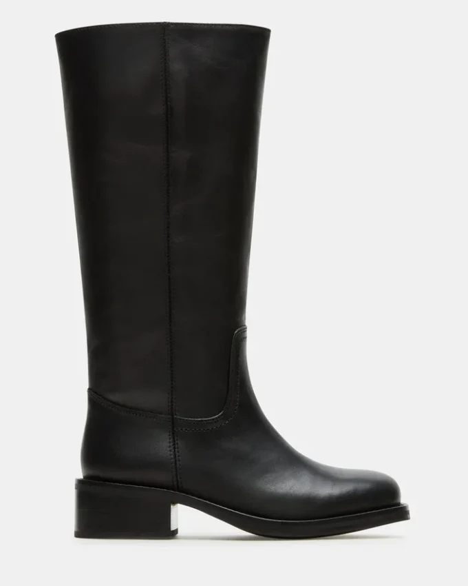 Riggs de cuero negro para pantorrillas anchas Riggs de cuero negro para pantorrillas anchas