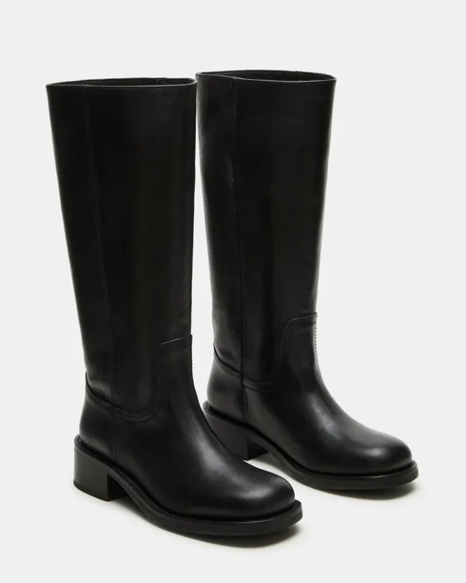 Riggs de cuero negro para pantorrillas anchas Riggs de cuero negro para pantorrillas anchas