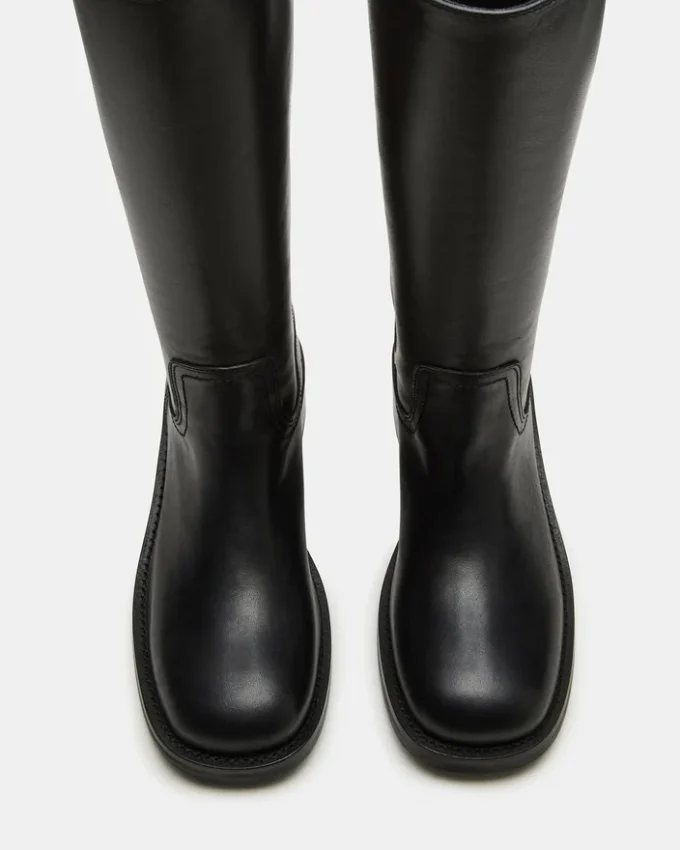 Riggs de cuero negro para pantorrillas anchas Riggs de cuero negro para pantorrillas anchas