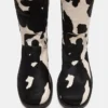 Riggs Negro con estampado de vaca y pantorrilla ancha Riggs Negro con estampado de vaca y pantorrilla ancha