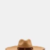 Sombrero de paja con tachuelas Boho Glam, color tostado