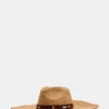 Sombrero de paja con tachuelas Boho Glam, color tostado