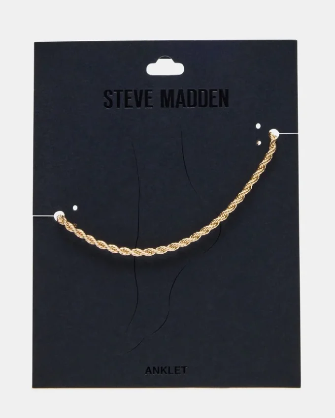 Tobillera con cadena tipo cuerda dorada
